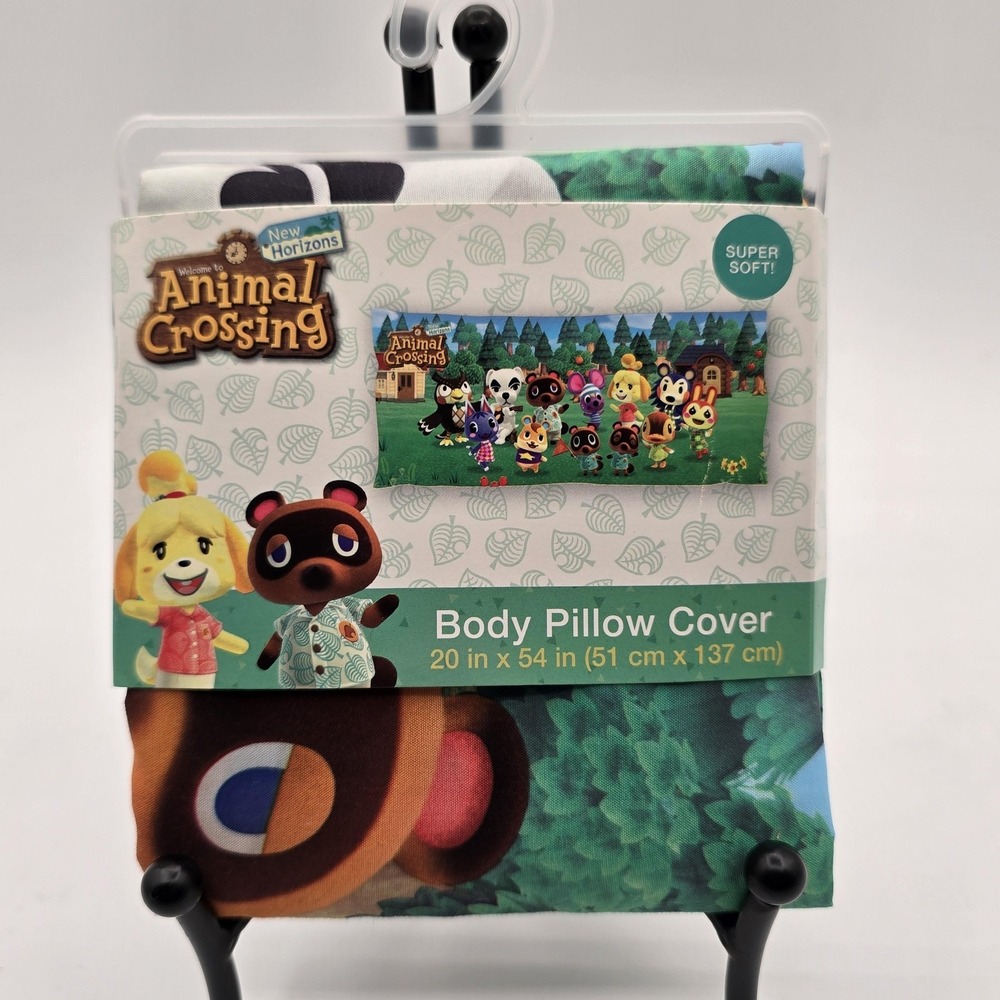 Animal Crossing New Horizons Body Pillow Cover 20x54 Tom Nook Isabelle Green